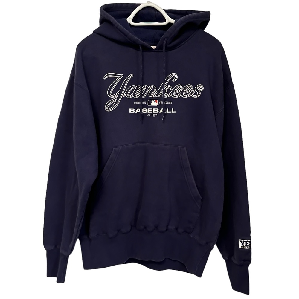 VTG YANKEES HOODIE MLB NEW YORK BASEBALL NY MAJOR LEAGUE 2000s NAVY BLUE MENS MD